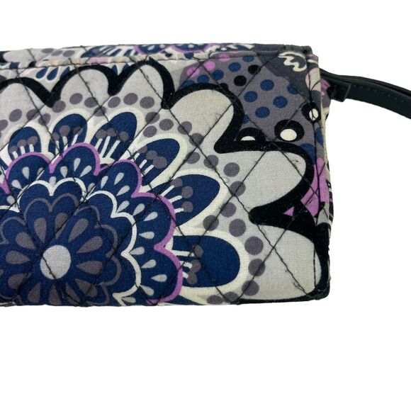 Vera Bradley Navy Purple Womens Quilted Floral Wallet Wristlet Coin Purse Bag - Picture 7 of 16